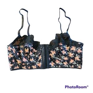 Free People Black Floral Lace Bra